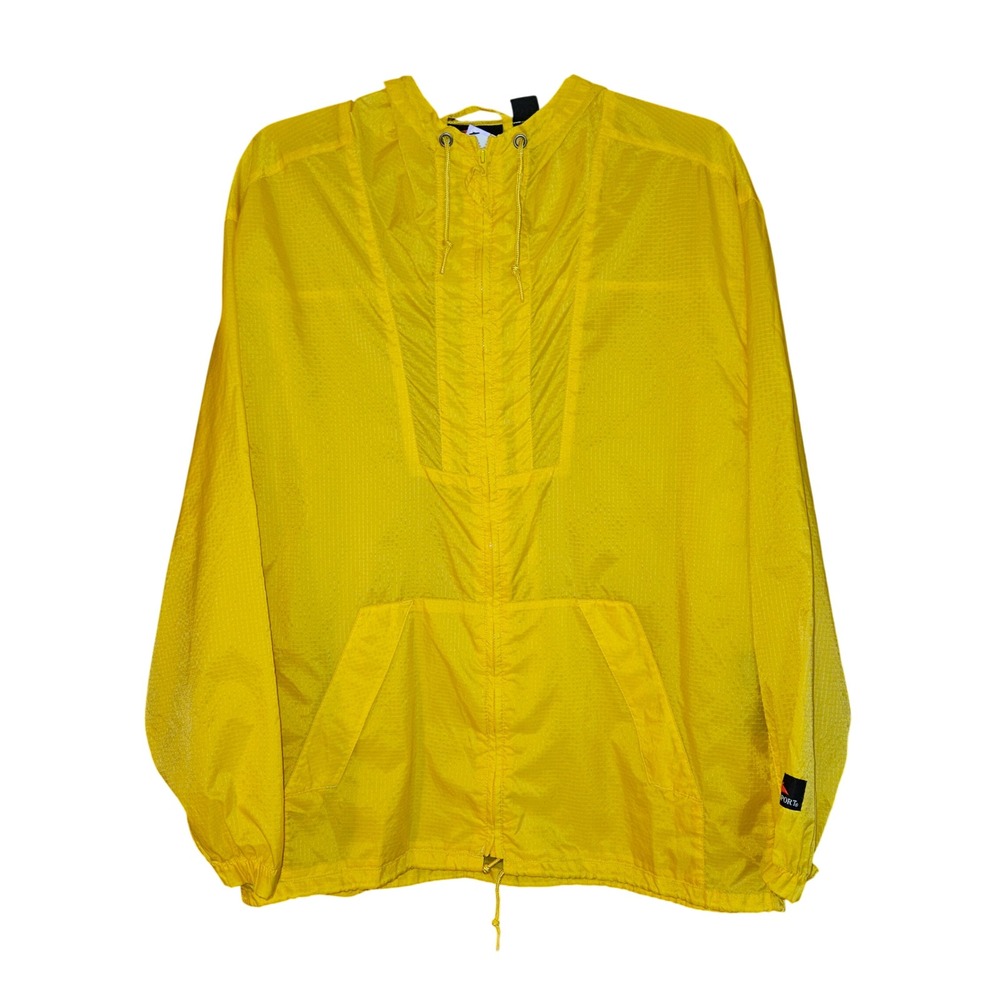 Sierra Sport Mens Yellow Ripstop Nylon Windbreaker Hooded Jacket Lightweight XL
